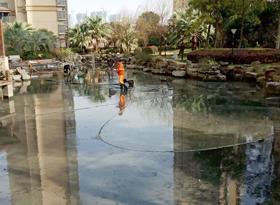 望花景观池淤泥清理